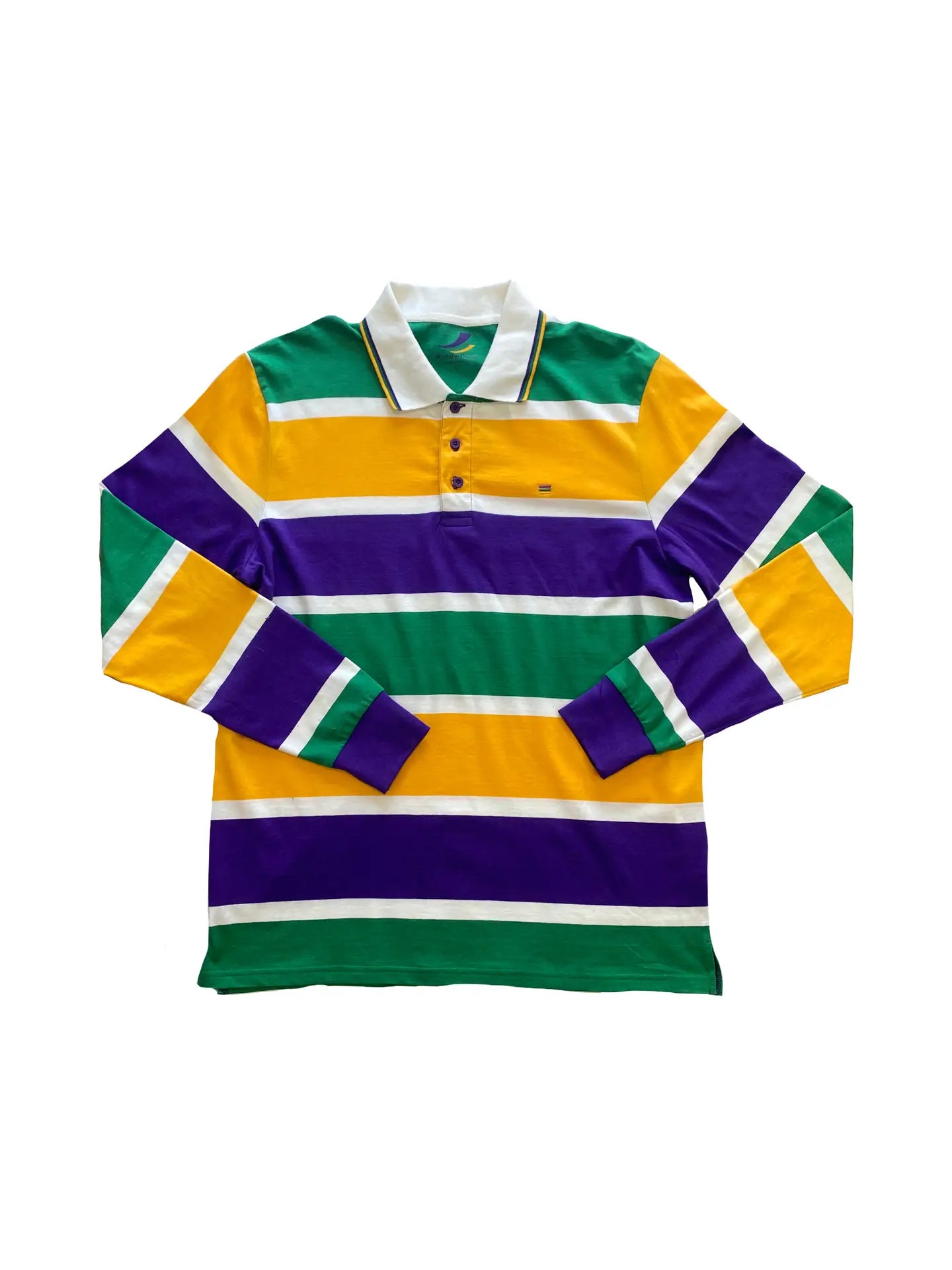 Thick Stripe Mardi Gras Color Rugby Adult Long Sleeve