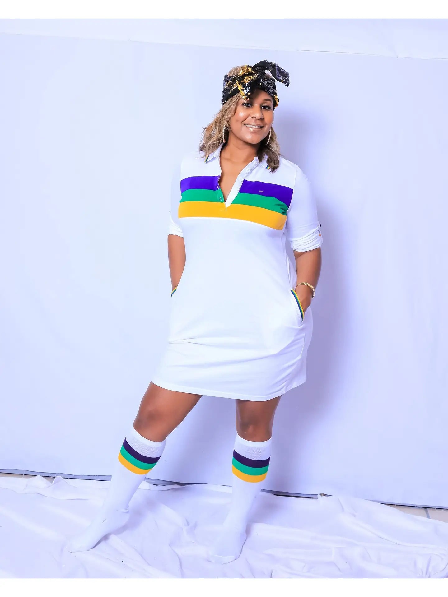 Mardi Gras Stripe Polo Dress