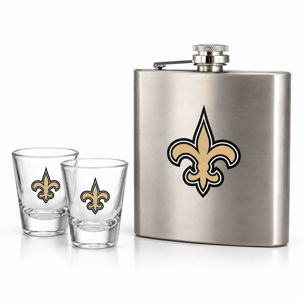NFL New Orleans Saints Fleur-de-Lis Stainless Steel Flask Gift Set