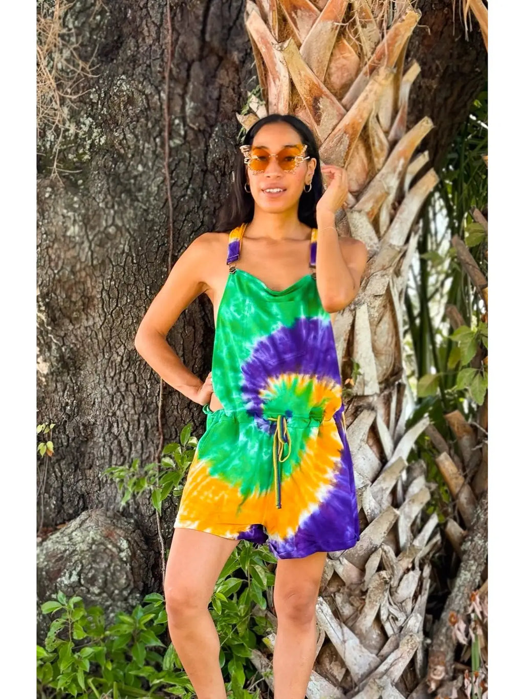 Adult Tie Dye Swirl Short Overalls
