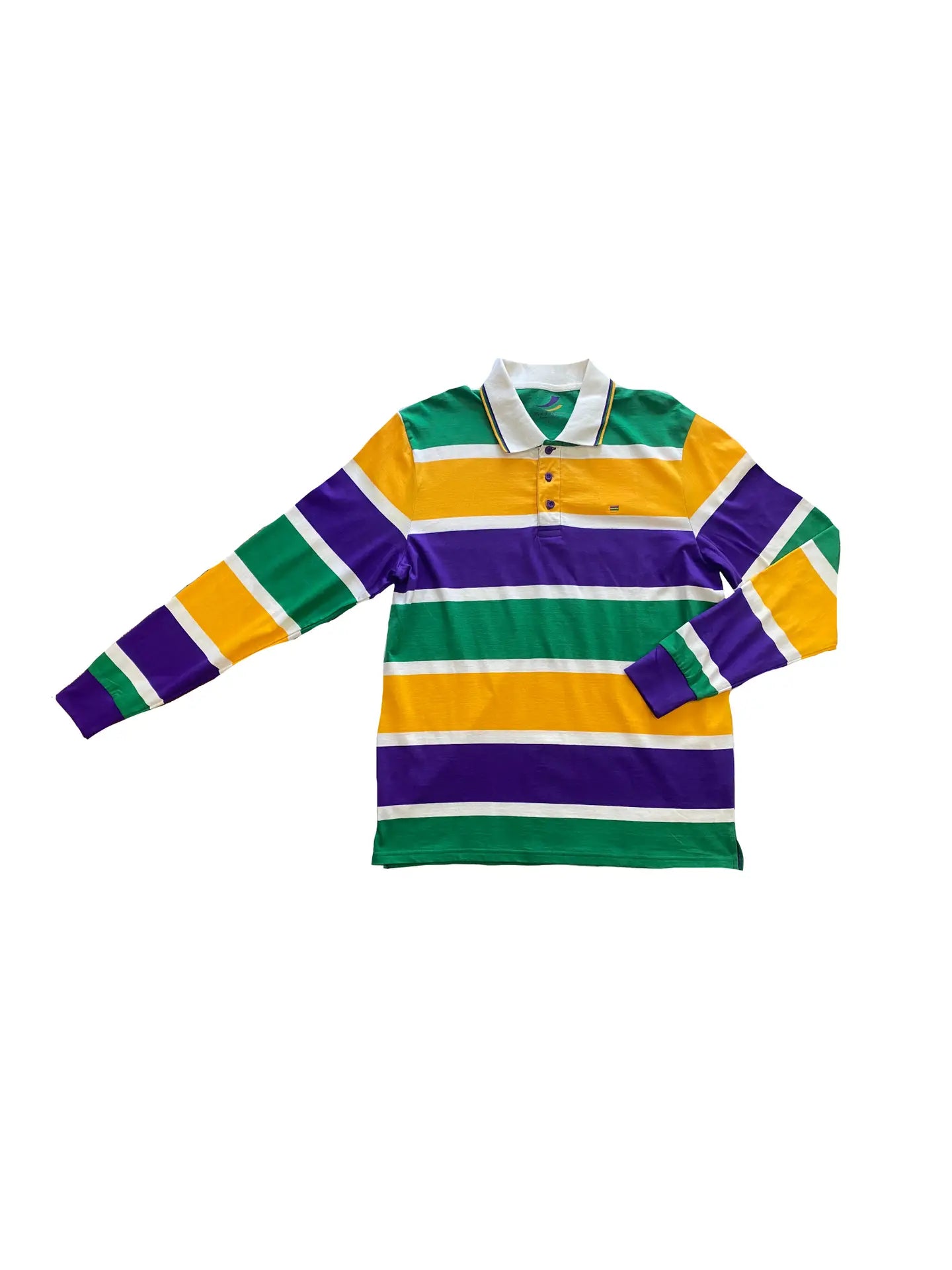 Thick Stripe Mardi Gras Color Rugby Adult Long Sleeve