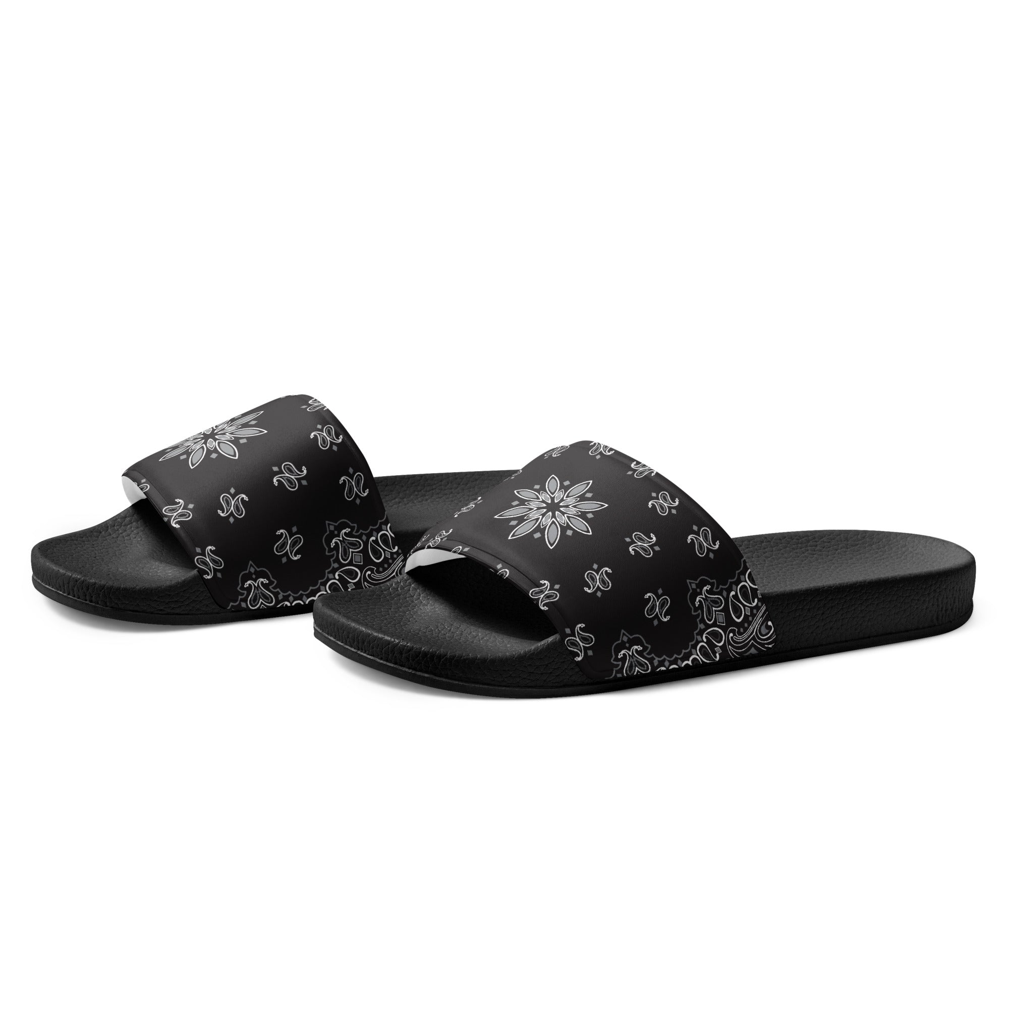 Black Bandana Print Men’s slides